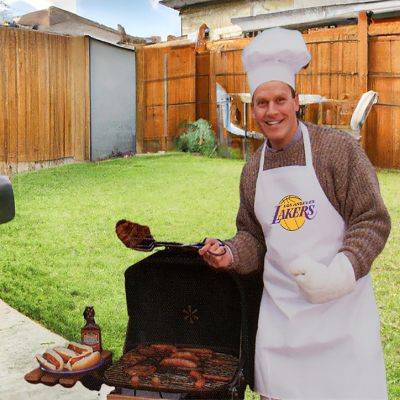 NBA Basketball Los Angeles Lakers Sports Fan BBQ Grilling Apron Purple Trim Image 1