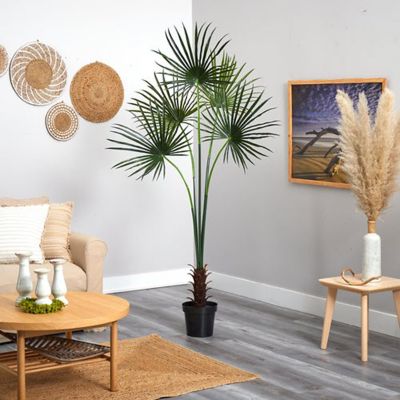 Nearly Natural Modern Indoor Outdoor Decorative 7' Fan Palm Tree UV Resistant Image 1