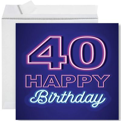 Neon Lights 40th Jumbo Card 8.5x11IN Image 1