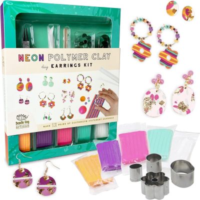 Neon Polymer Clay Earring Making Kit Makes 12 Earrings Image 1