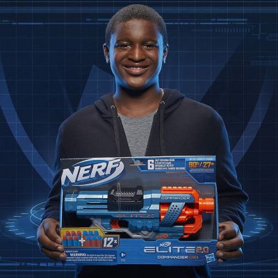 Nerf Elite 2.0 Commander RD-6 Dart Blaster, 12 Darts, 6-Dart Rotating Drum, Blasters, Kids Outdoor Toys for 8 Year Old Boys & Girls and Up Image 2