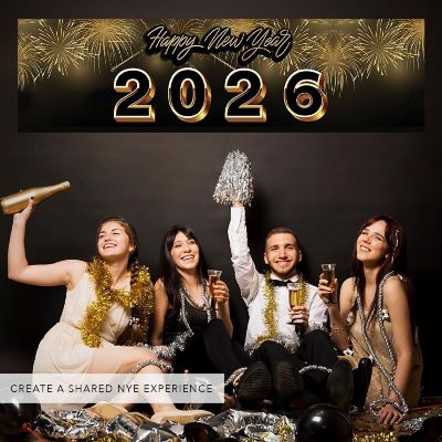New Year Black Gold Fireworks Banner Image 1
