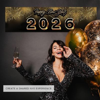 New Year Black Gold Fireworks Banner Image 2