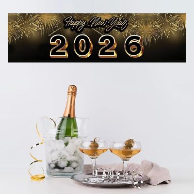 New Year Black Gold Fireworks Banner Image 3