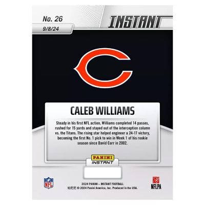 NFL 2024 Panini Instant Base Card  #26 Caleb Williams Image 1