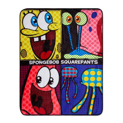 Nickelodeon SpongeBob SquarePants Character Grid Fleece Throw Blanket  45 x 60 Inches Image 1