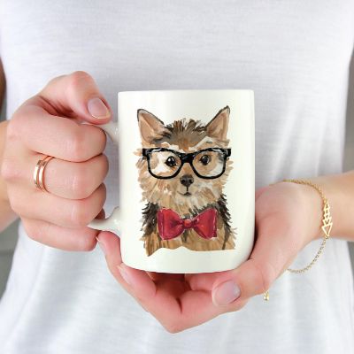 Norfolk Terrier Glasses Bow Ceramic Mug Image 1