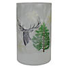 Northlight 10" Deer, Pine and Snowflakes Flameless Glass Christmas Candle Holder Image 1