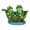Northlight 10" Green Frogs in a Lily Pad Outdoor Garden Statue Image 1