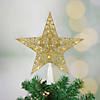 Northlight 10" LED Lighted Gold Glittered Star Christmas Tree Topper  Warm White Lights Image 1