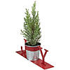 Northlight 10" Red "JOY" Potted Faux Pine in Metal Planter Christmas Tabletop Plaque Image 3