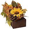 Northlight 10" Yellow and Brown Sunflowers and Leaves Fall Harvest Floral Arrangement Image 3