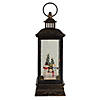 Northlight 11" Black with Brushed Gold LED Snowman Family Christmas Lantern Snow Globe Image 1