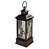 Northlight 11" Black with Brushed Gold LED Snowman Family Christmas Lantern Snow Globe Image 2