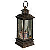 Northlight 11" Black with Brushed Gold LED Snowman Family Christmas Lantern Snow Globe Image 3