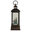 Northlight 11" Black with Brushed Gold LED Snowman Family Christmas Lantern Snow Globe Image 4
