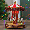 Northlight - 11" Red and White LED Lighted and Animated Christmas Carousel with Horses Image 1