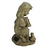 Northlight 12.25" Girl with Frog Solar Powered LED Lighted Outdoor Brown Garden Statue Image 1