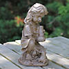 Northlight 12.25" Girl with Frog Solar Powered LED Lighted Outdoor Brown Garden Statue Image 2