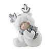 Northlight 12.5" White and Gray Smiling Child with Reindeer Snow Suit Christmas Tabletop Decor Image 1
