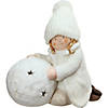 Northlight - 12.5" White Tealight Snowball with Kneeling Girl Christmas Candle Holder Image 1