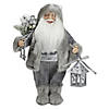 Northlight 12" Gray and White Standing Santa Claus Christmas Figurine with Bag and Lantern Image 1