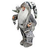 Northlight 12" Gray and White Standing Santa Claus Christmas Figurine with Bag and Lantern Image 2