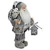Northlight 12" Gray and White Standing Santa Claus Christmas Figurine with Bag and Lantern Image 3