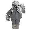 Northlight 12" Gray and White Standing Santa Claus Christmas Figurine with Bag and Lantern Image 4