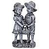 Northlight 13" Boy and Girl Apple Picking Outdoor Garden Statue Image 1
