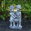 Northlight 13" Boy and Girl Apple Picking Outdoor Garden Statue Image 1