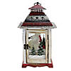 Northlight 14.5" Rustic Red and White Snowman Christmas Scene Candle Lantern Image 1