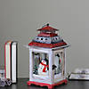 Northlight 14.5" Rustic Red and White Snowman Christmas Scene Candle Lantern Image 4