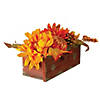 Northlight 14" Autumn Harvest Maple Leaf and Berry Arrangement in Rustic Wooden Box Centerpiece Image 2