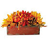 Northlight 14" Autumn Harvest Maple Leaf and Berry Arrangement in Rustic Wooden Box Centerpiece Image 4