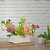 Northlight 14-Inch Pink and Yellow Artificial Roses and Peony Floral Arrangement in Planter Image 1