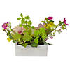Northlight 14-Inch Pink and Yellow Artificial Roses and Peony Floral Arrangement in Planter Image 4