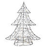 Northlight 15.25" LED Lighted B/O Silver Wire and Bead Christmas Tree - Warm White Lights Image 1
