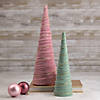 Northlight 15.25" Pink Fabric with Gold Garland Christmas Cone Tree Image 1