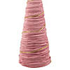 Northlight 15.25" Pink Fabric with Gold Garland Christmas Cone Tree Image 2
