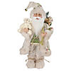 Northlight 16" Holly and Berries Santa Claus with Teddy Bear Christmas Figure Image 1