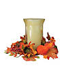 Northlight 16" Orange and Red Sunflower with Pumpkin Fall Pillar Candle Holder Image 1