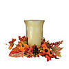 Northlight 16" Orange and Red Sunflower with Pumpkin Fall Pillar Candle Holder Image 2