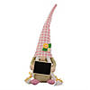 Northlight 16" pink gingham plaid springtime gnome with chalkboard Image 1