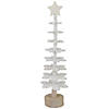 Northlight 16" White Wooden Snowflake Cutout Christmas Tree With a Star Table Top Decor Image 1