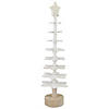 Northlight 16" White Wooden Snowflake Cutout Christmas Tree With a Star Table Top Decor Image 3