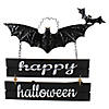 Northlight 17 Black Bat and Happy Halloween Metal Hanging Sign Wall Decor Image 1