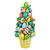 Northlight 17" colorful easter egg tree in yellow gingham pot Image 1
