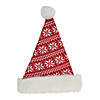 Northlight 17" Red and White Nordic Snowflake and Striped Santa Hat With Pom Pom Image 1