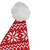 Northlight 17" Red and White Nordic Snowflake and Striped Santa Hat With Pom Pom Image 2
